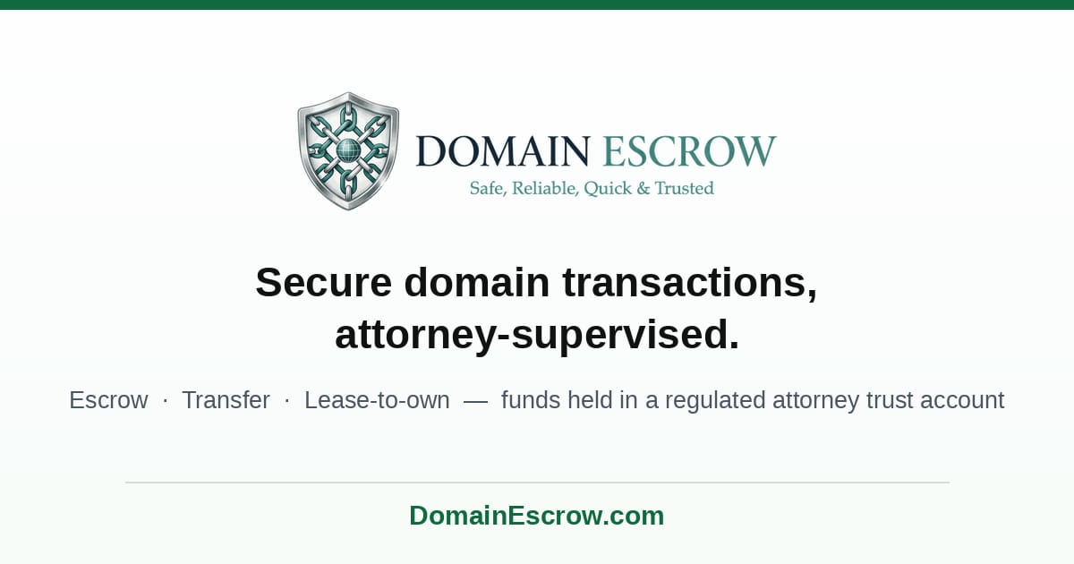 DomainEscrow.com, the domain transfer and escrow service administered by JJN Solutions Law, PLLC