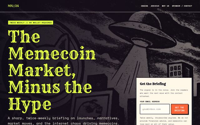 memecoinnewsletter.com design